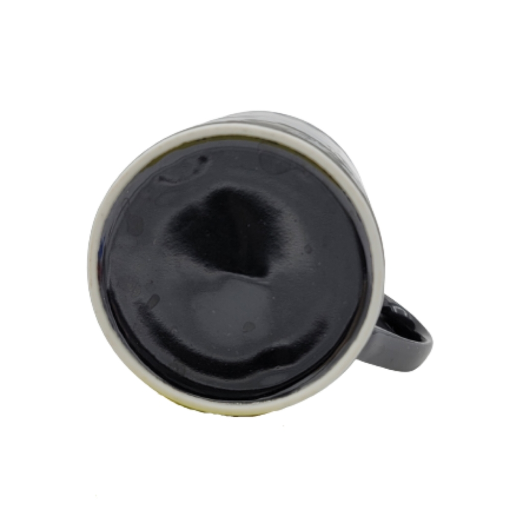 Monochrome Black on Black Jacquard Style Pear Fruit Floral Mug - Picture 5 of 7